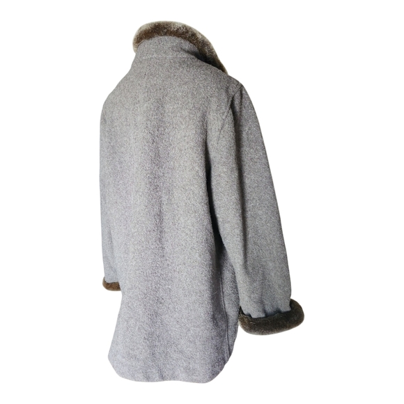 J. Jill Wool Blend Coat with Faux Fur Trim Gray Brown Size Large - Picture 4 of 10